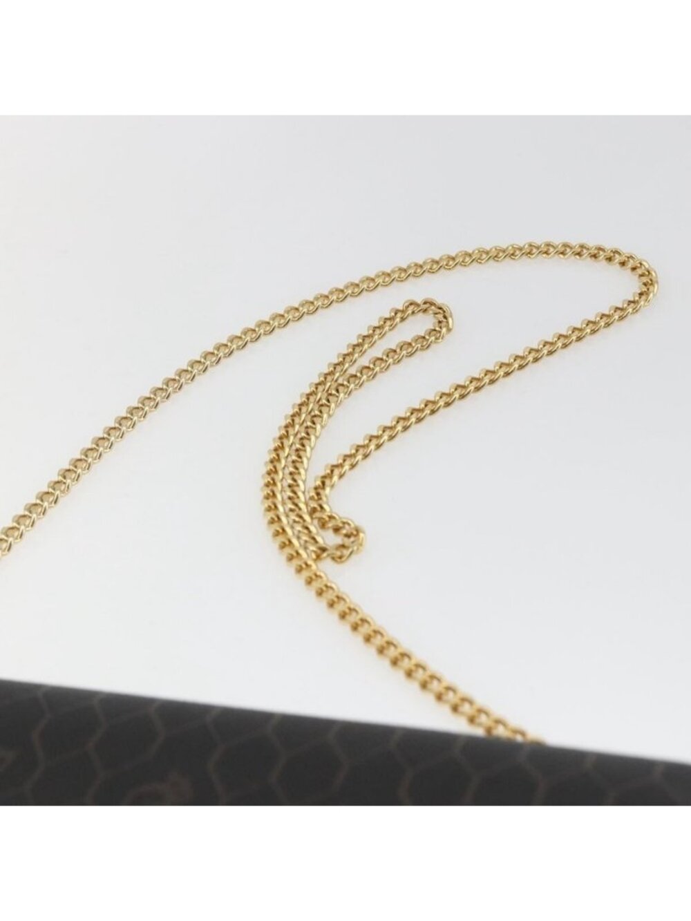 Authentic Christian Dior Honeycomb Canvas Chain Shoulder Bag Black Gold - Picture 15 of 16